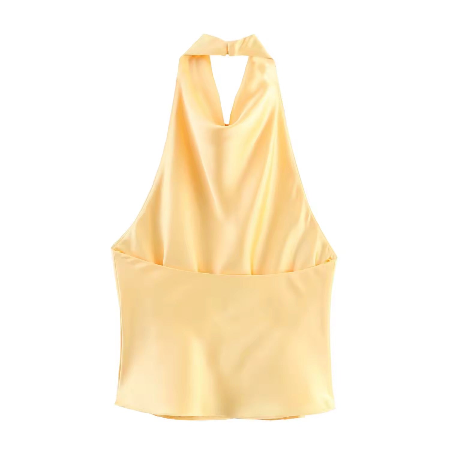VIVIENNE – Satin Neckholder Top mit Wasserfall-Ausschnitt