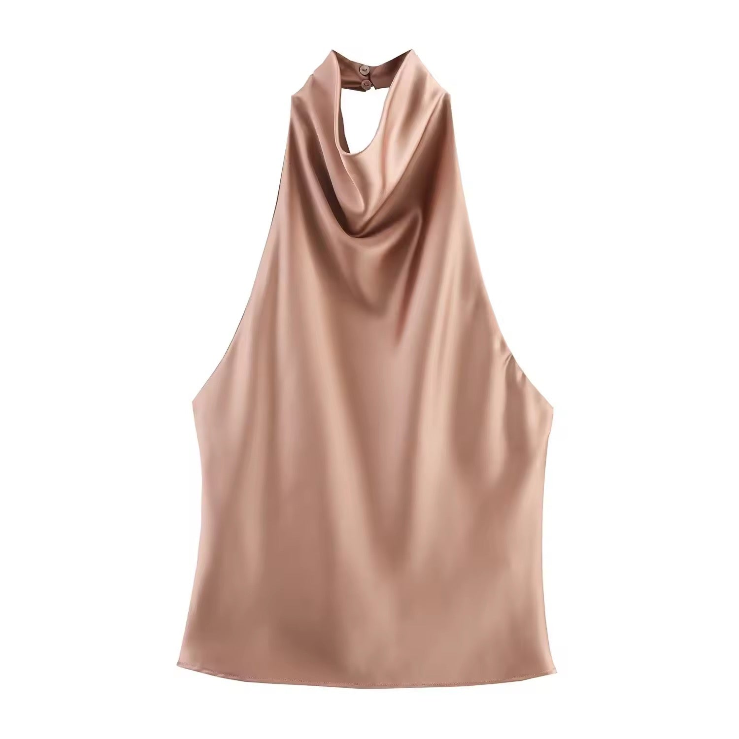 VIVIENNE – Satin Neckholder Top mit Wasserfall-Ausschnitt