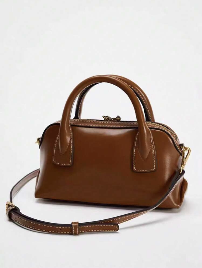RAVINA - Vintage Boston Tasche mit breitem Riemen