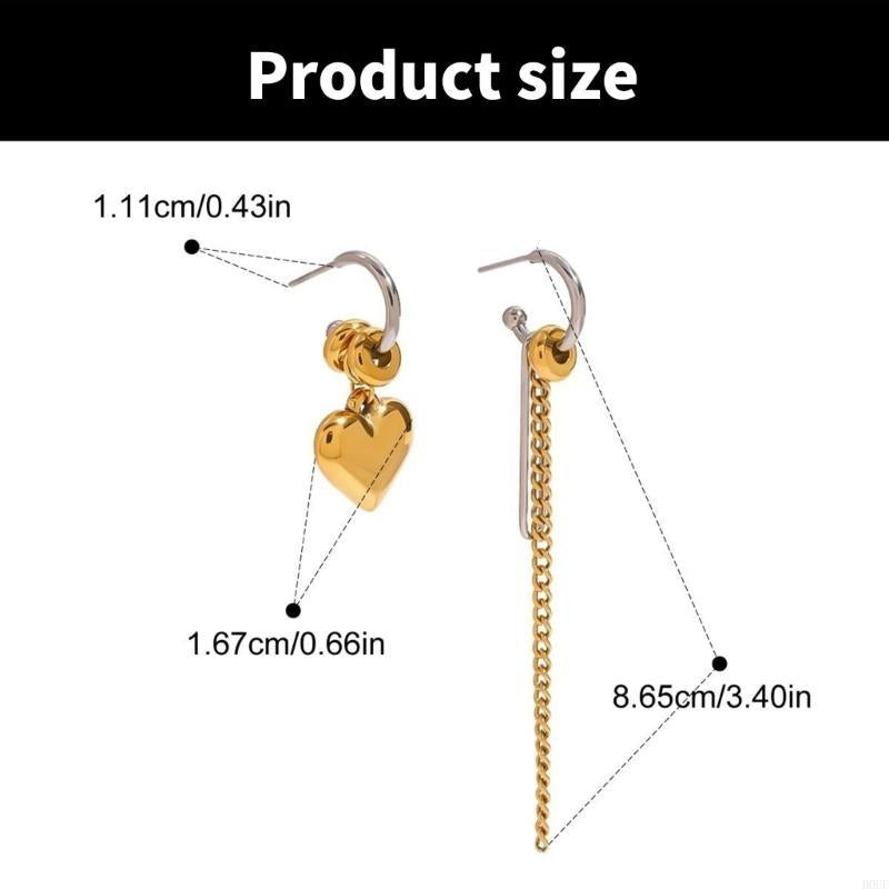 ORIA - Asymmetrische Herz-Ohrringe mit Quasten