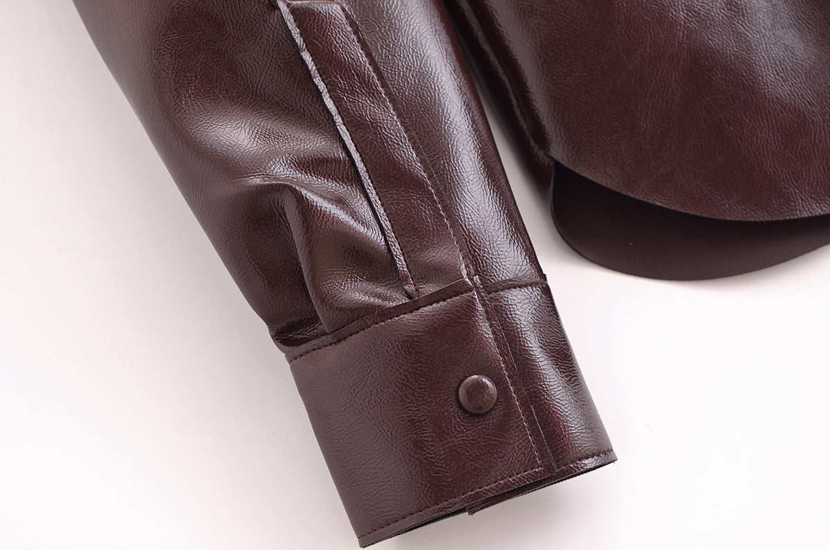 THALIA – Zweiteiler aus veganem Leder (Blusenjacke & Minirock)