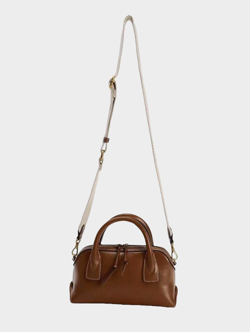 RAVINA - Vintage Boston Tasche mit breitem Riemen