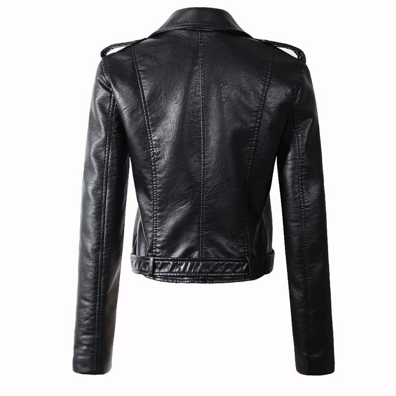NERINA - Motorrad-Lederjacke aus Kunstleder mit Revers