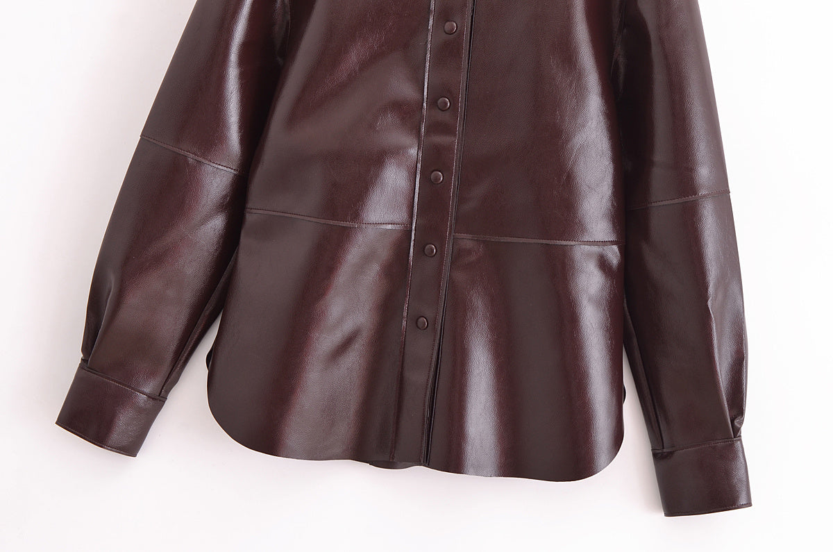 THALIA – Zweiteiler aus veganem Leder (Blusenjacke & Minirock)