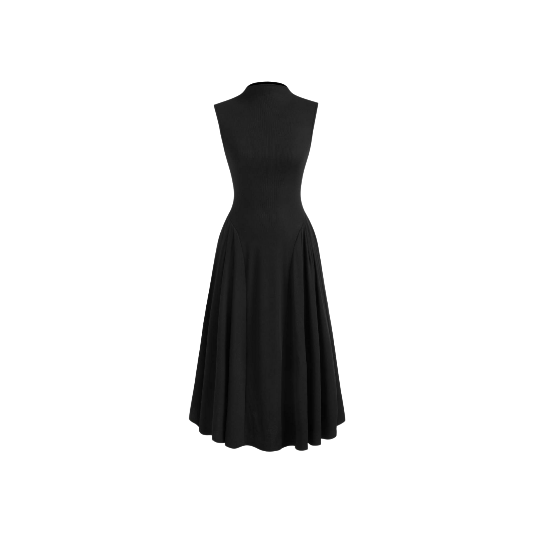 CLAIRE – Elegantes A-Linien Kleid mit Stehkragen