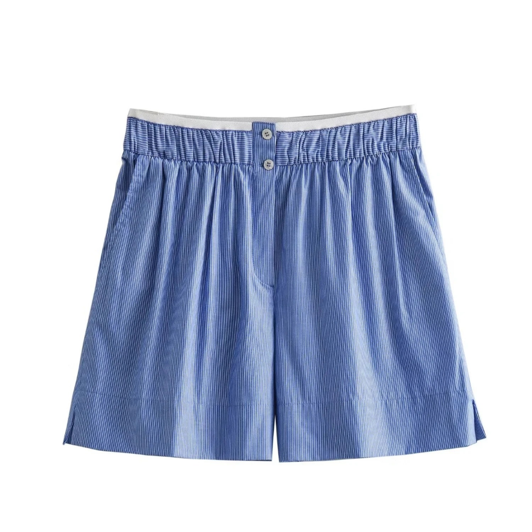 ELENI - Zweiteiler Oversize Hemd & Schlupfshort im Striped Look