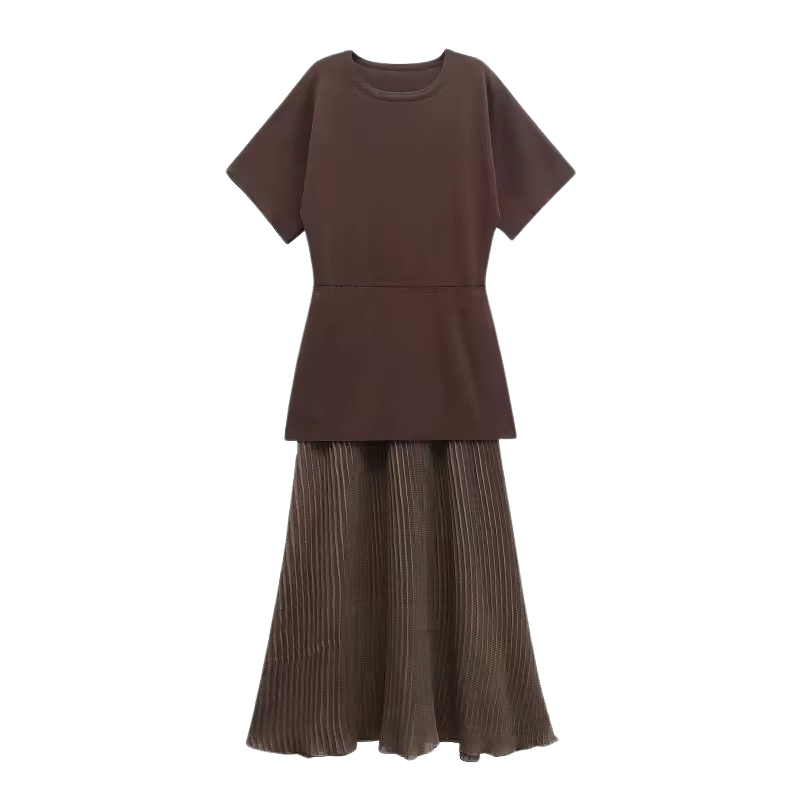 NERINA - Midikleid mit geformten Strick und Plisserock