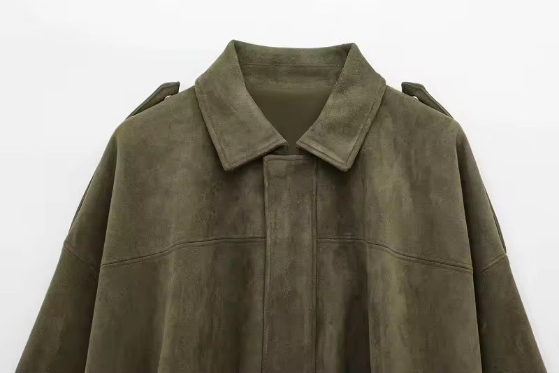 RHEA – Oversized Bomberjacke aus weichem Wildleder-Look