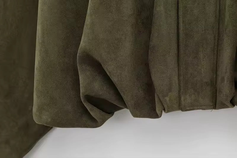 RHEA – Oversized Bomberjacke aus weichem Wildleder-Look