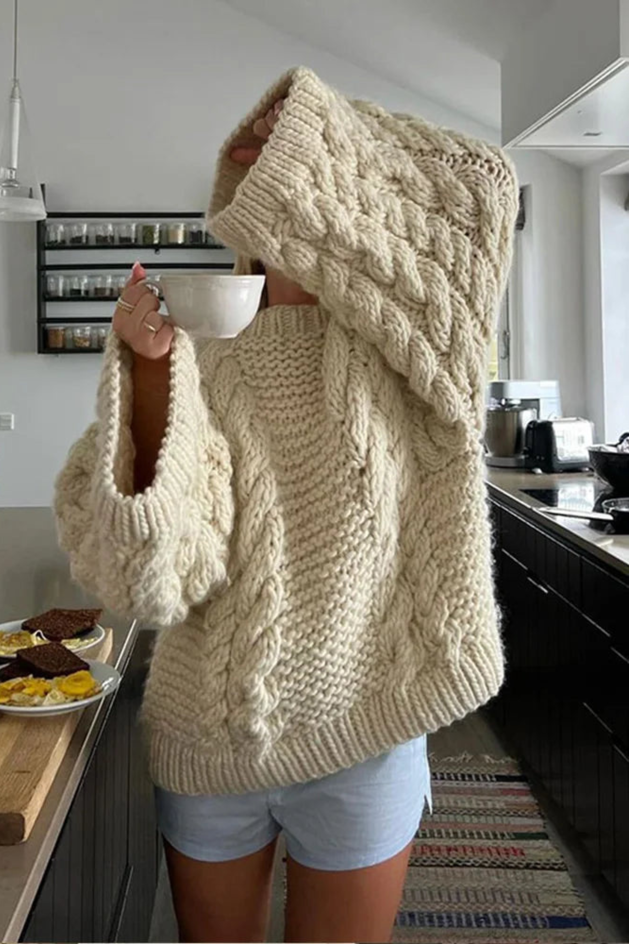 SORAYA - Oversize Strickpullover mit Zopfmuster