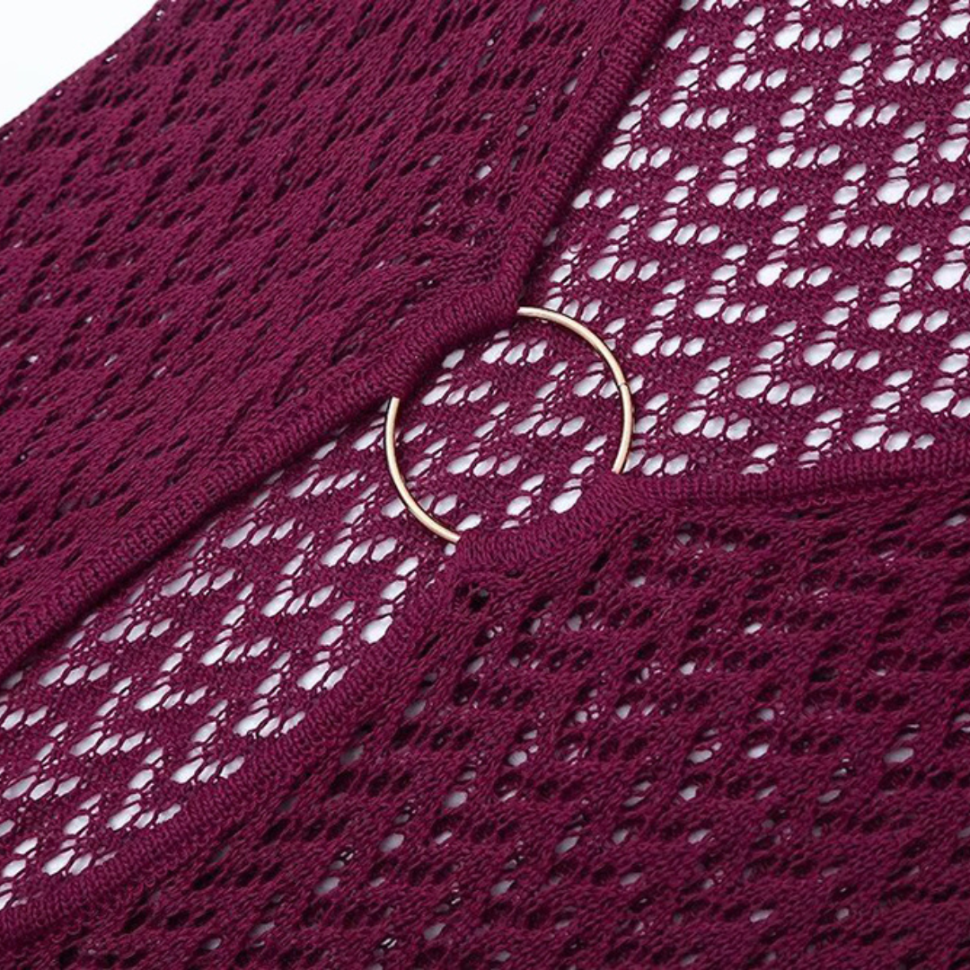 PATRIZIA- Langes Strickkleid mit tiefen Ausschnitt