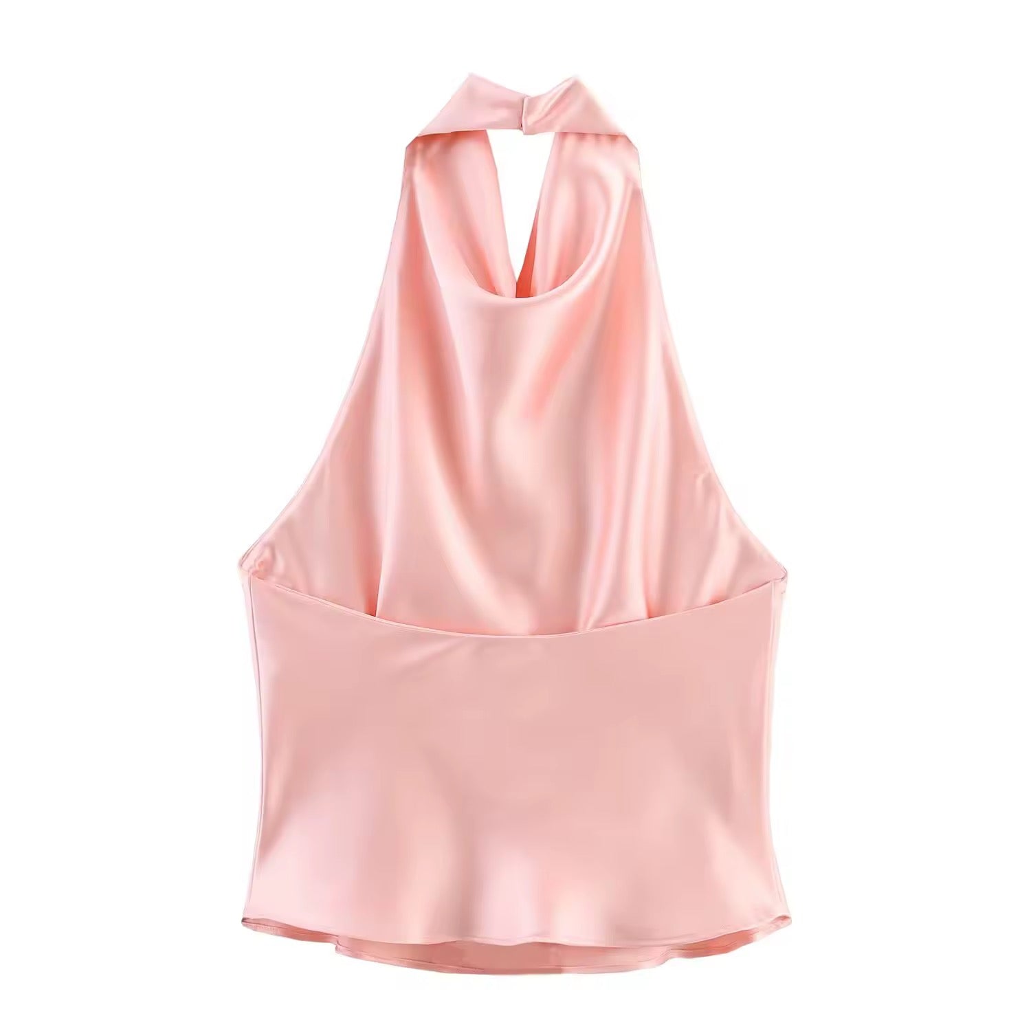 VIVIENNE – Satin Neckholder Top mit Wasserfall-Ausschnitt