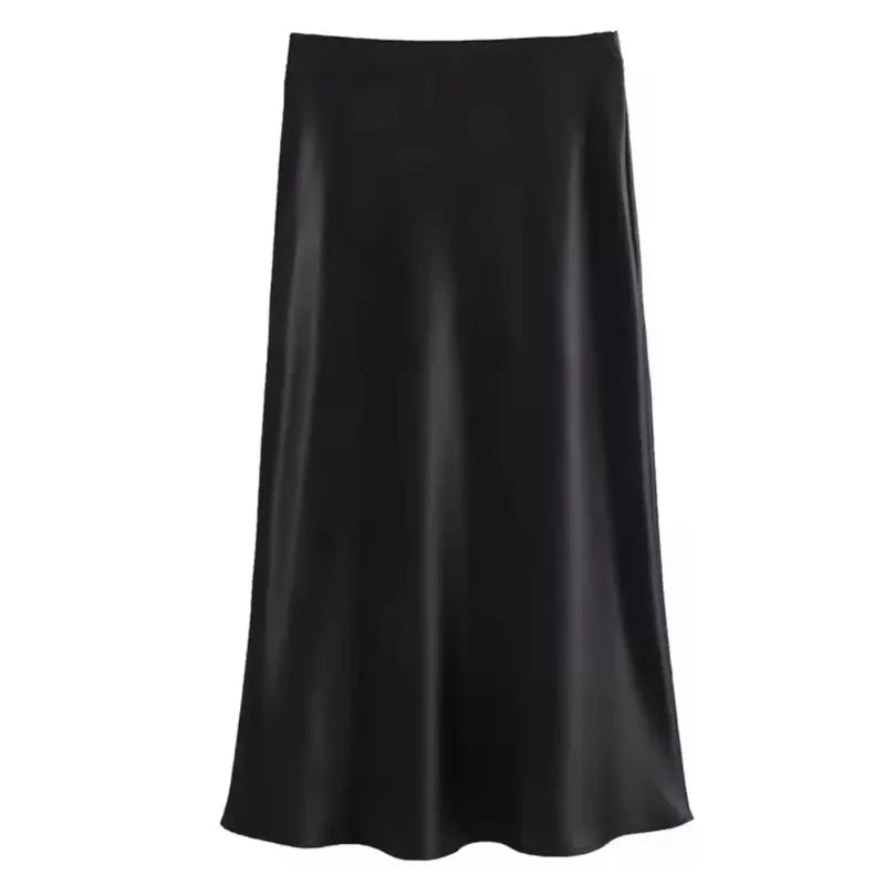 DEMI - Knielanger Highwaist Satinrock