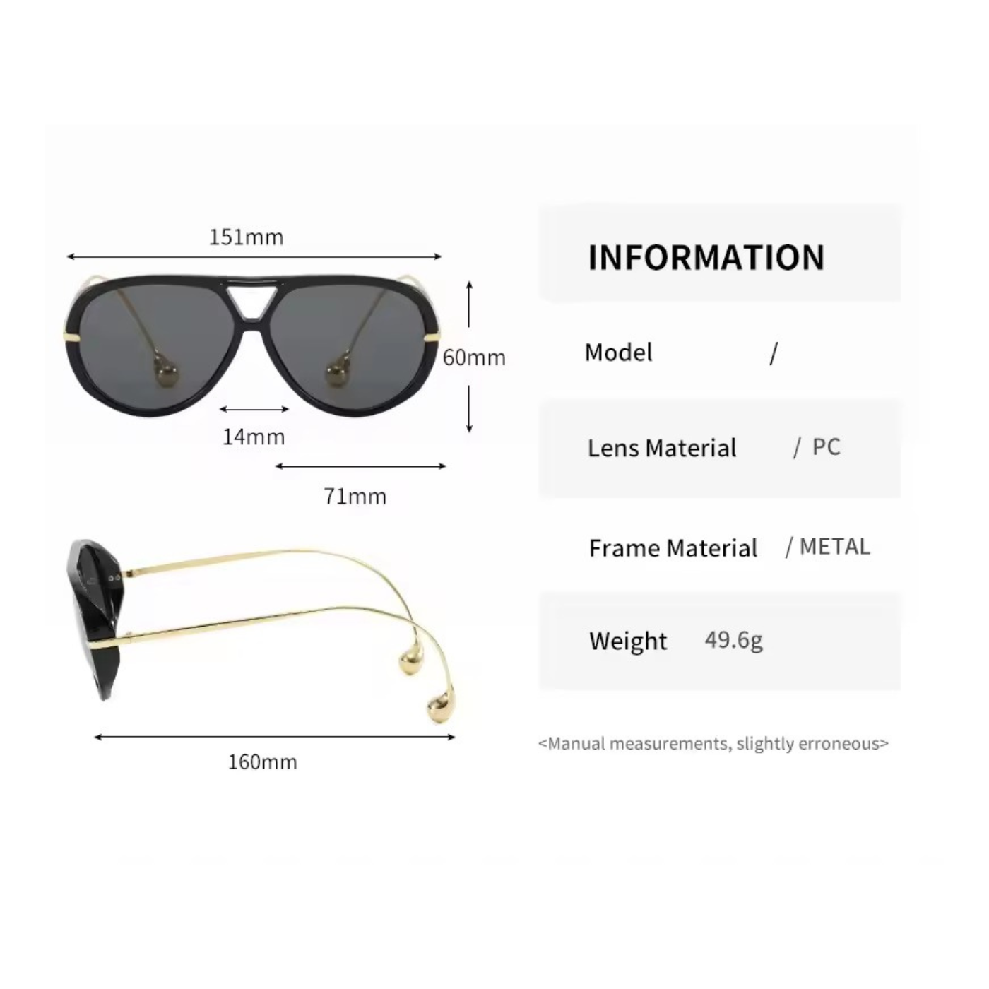 INDIRA – Oversized Piloten-Sonnenbrille mit Tropfenbügel