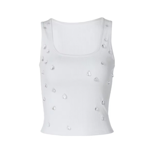 VALENTINA – Figurbetontes Tanktop mit Tropfen-Glasstein