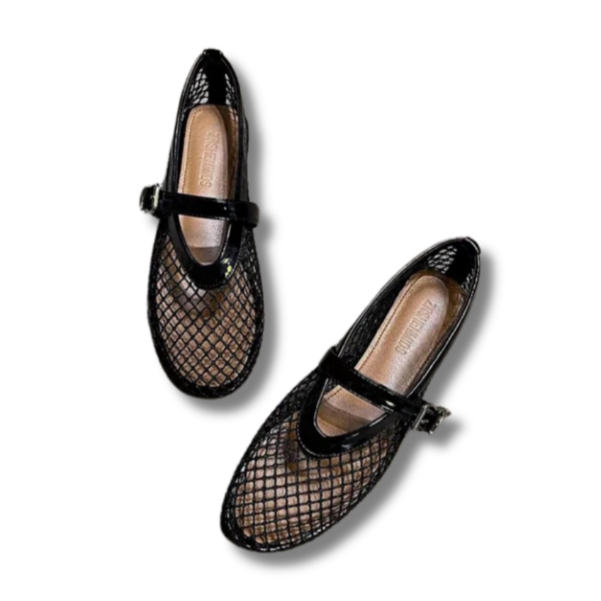 LAYA - Mesh Ballerinas in Lack