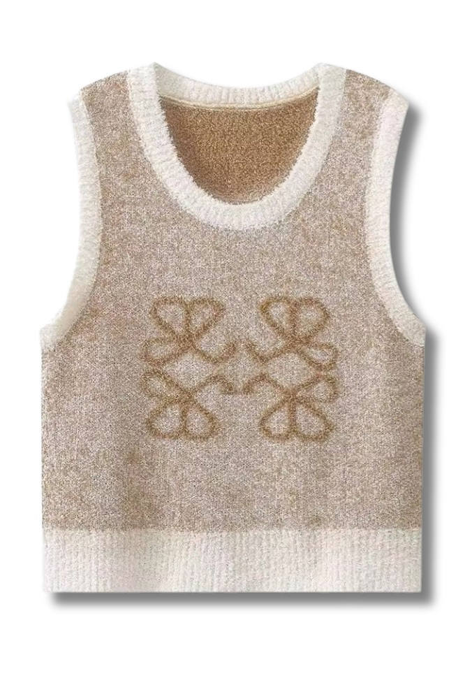 LUNA - Round neck slim fit jacquard tank top