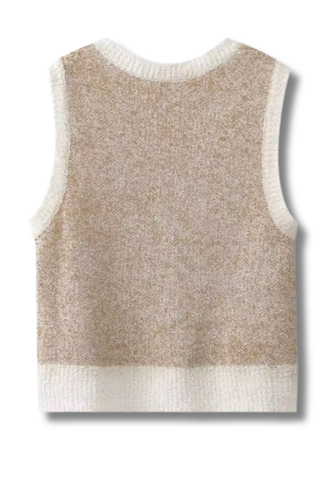 LUNA - Round neck slim fit jacquard tank top