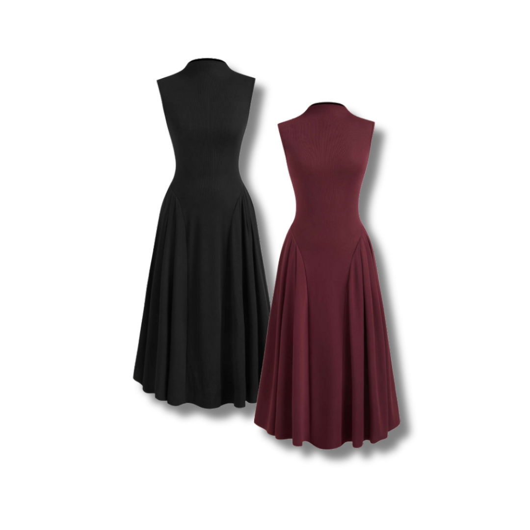 CLAIRE – Elegantes A-Linien Kleid mit Stehkragen