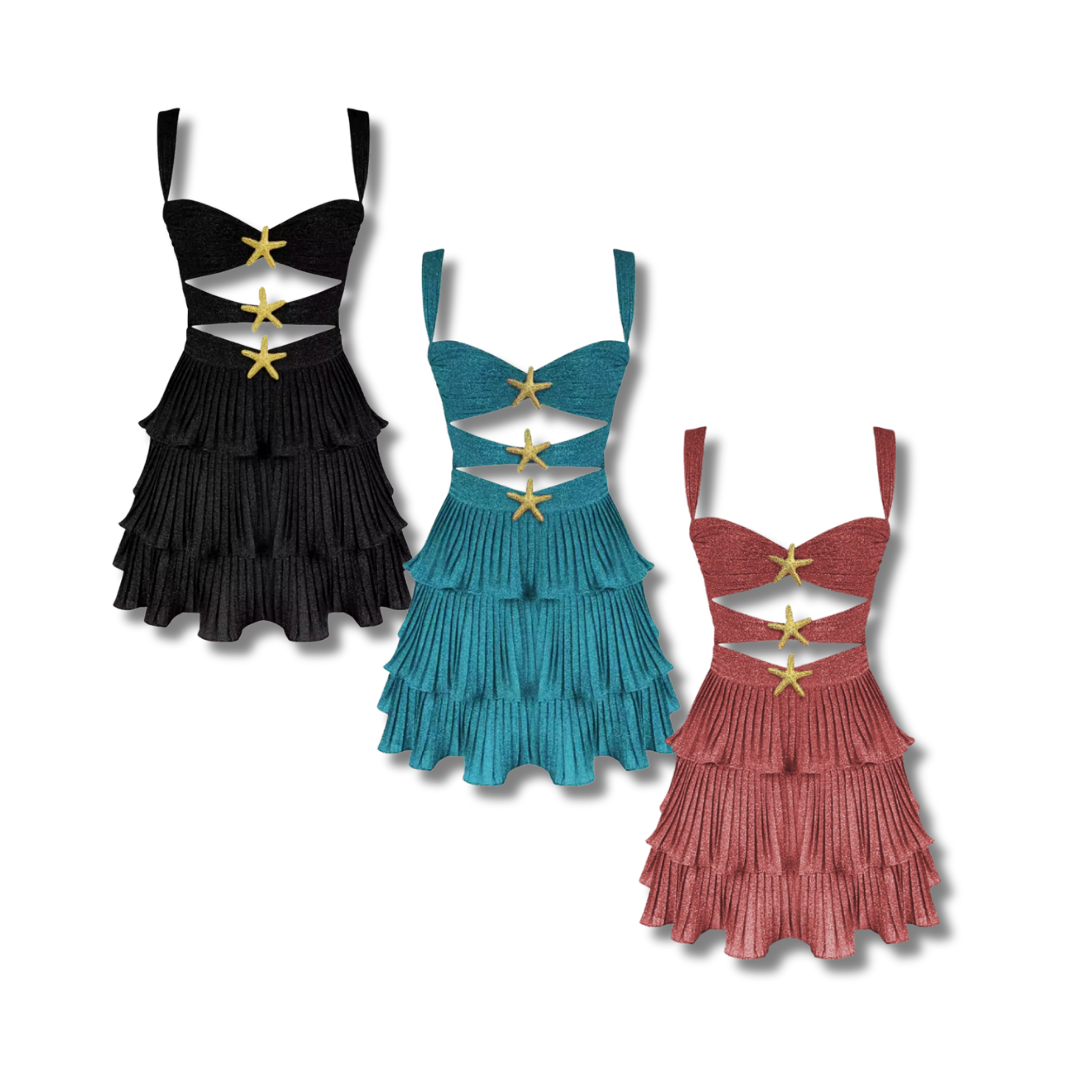 ANITA – Plissiertes Rüschenkleid mit Cut-Outs