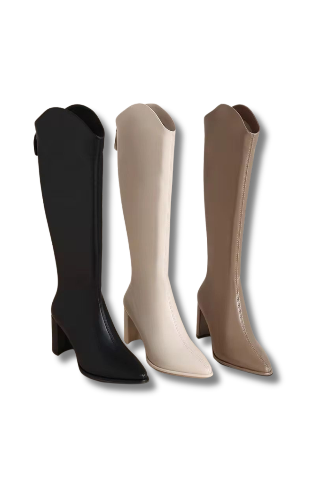 CLAIRE – Kniehohe Damenstiefel mit dicken Blockabsatz & dehnbarer Schaft