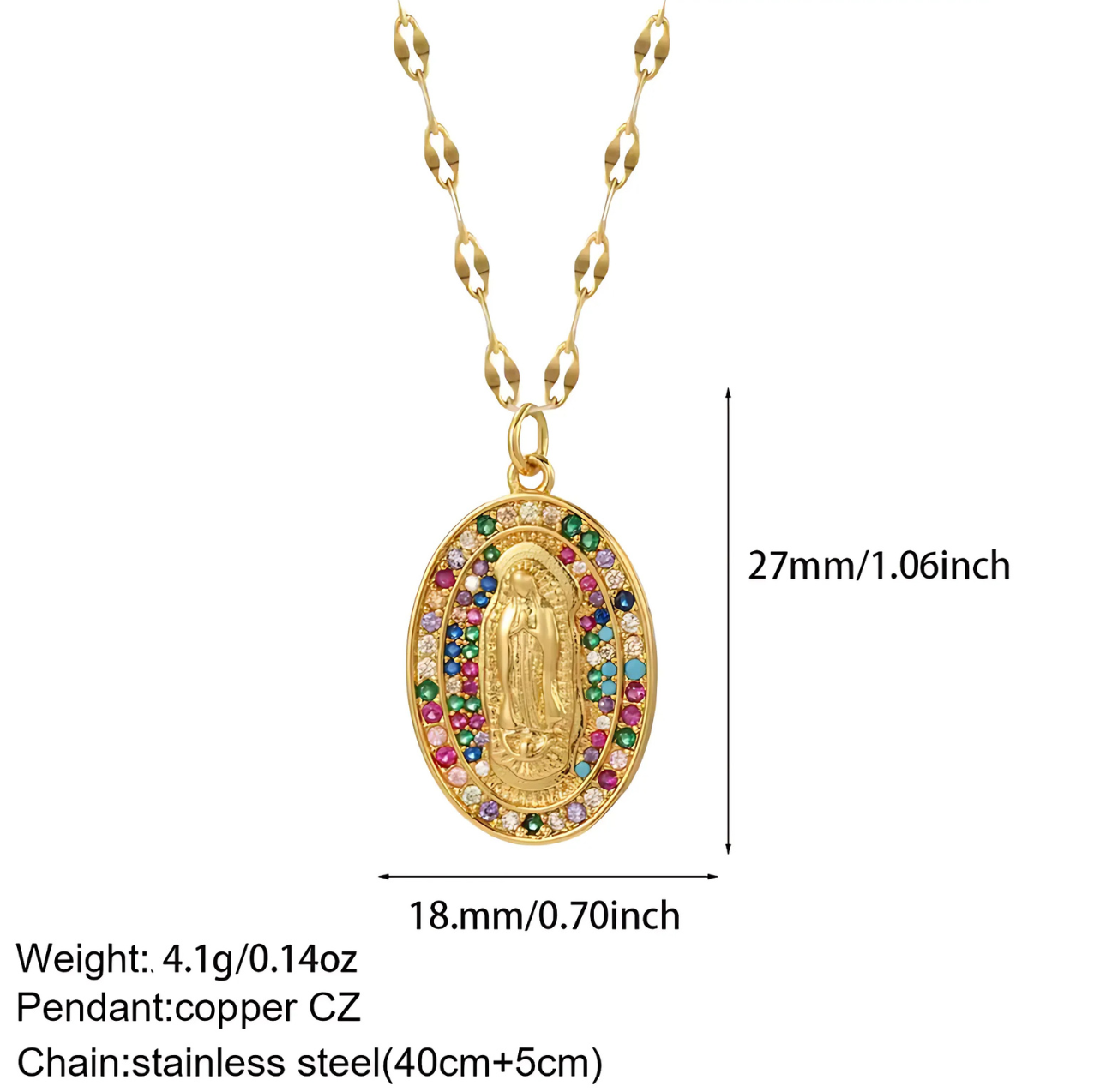 MARIAH – 18K vergoldete Kette mit Madonna Medaillon