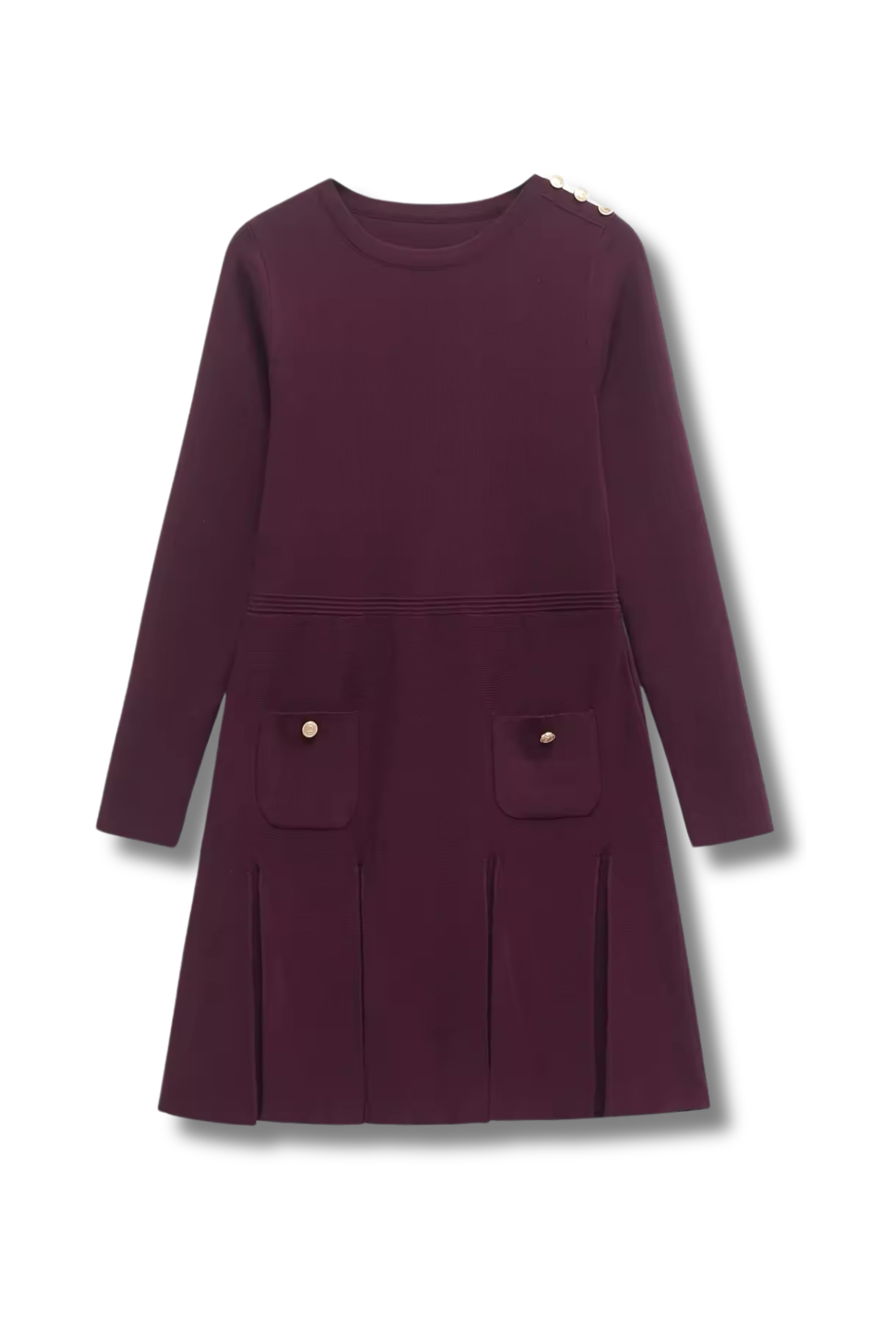 GIULLY - Langarm Feinstrickkleid mit Goldknöpfen