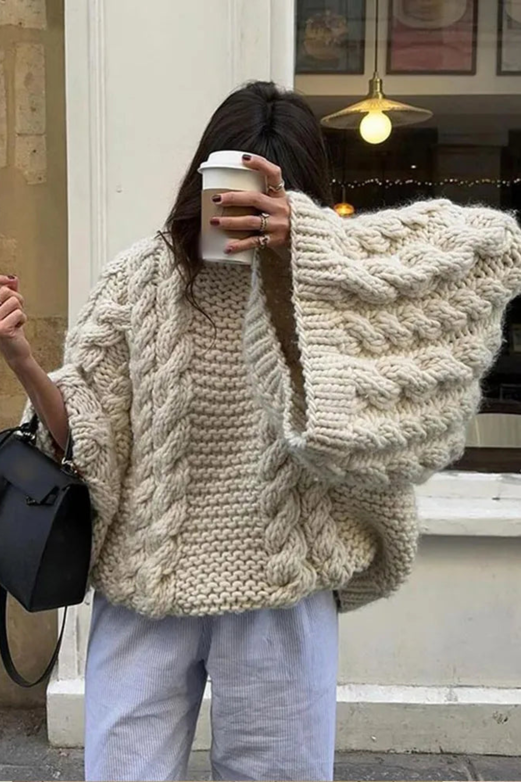 SORAYA - Oversize Strickpullover mit Zopfmuster