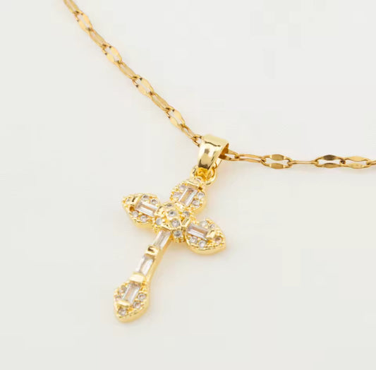 HOLY - Edelstahl, 18K vergoldete Kette mit Kreuzanhänger