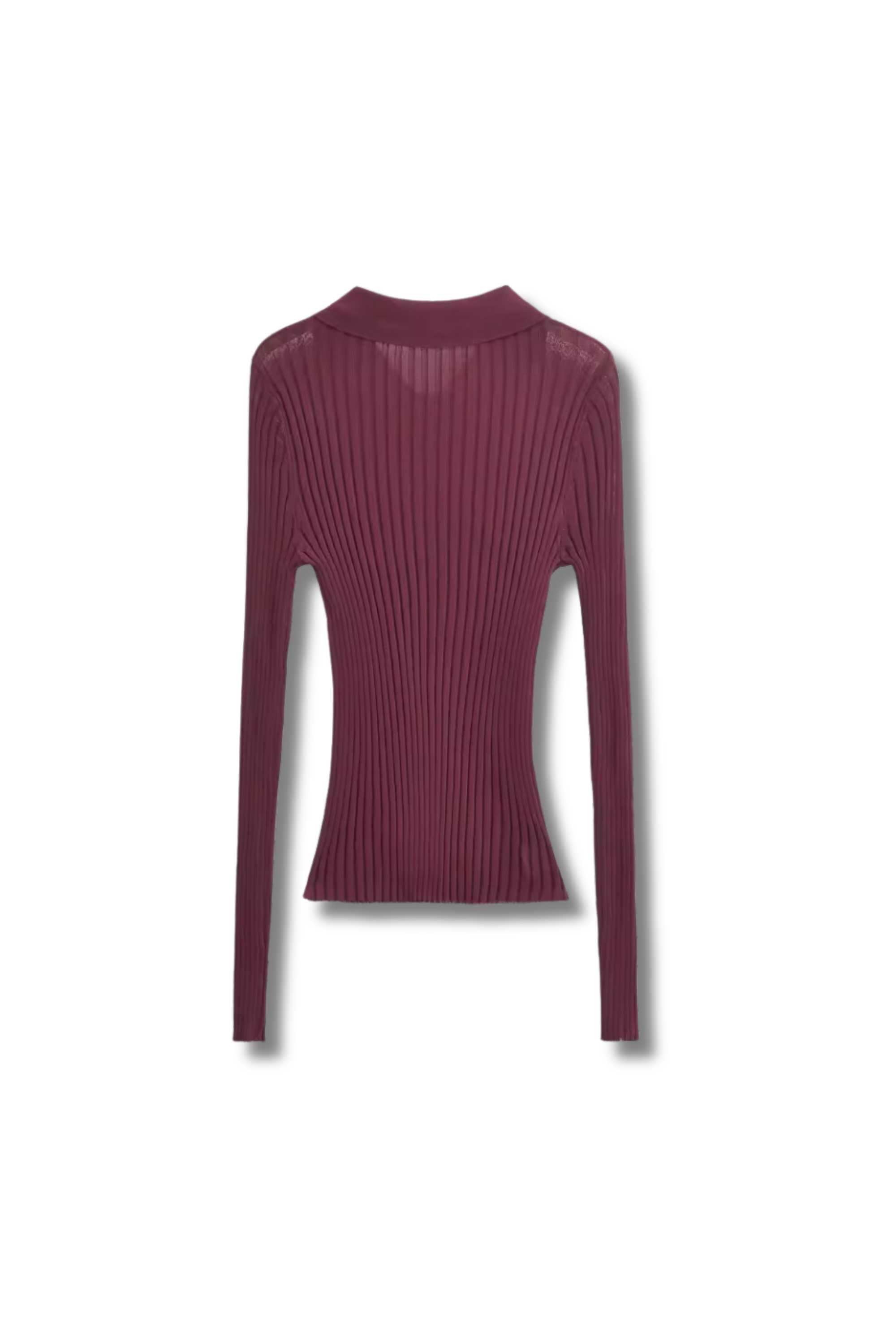 JANINE - gerippter Strickpullover mit Polo-Kragen