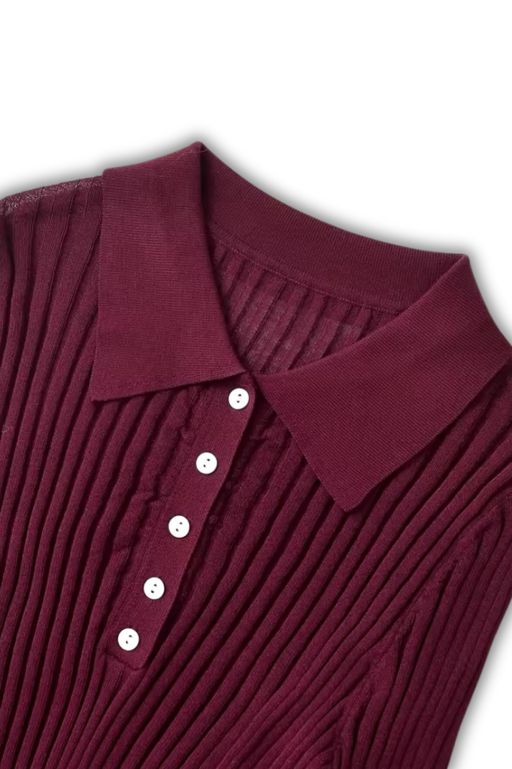 JANINE - gerippter Strickpullover mit Polo-Kragen