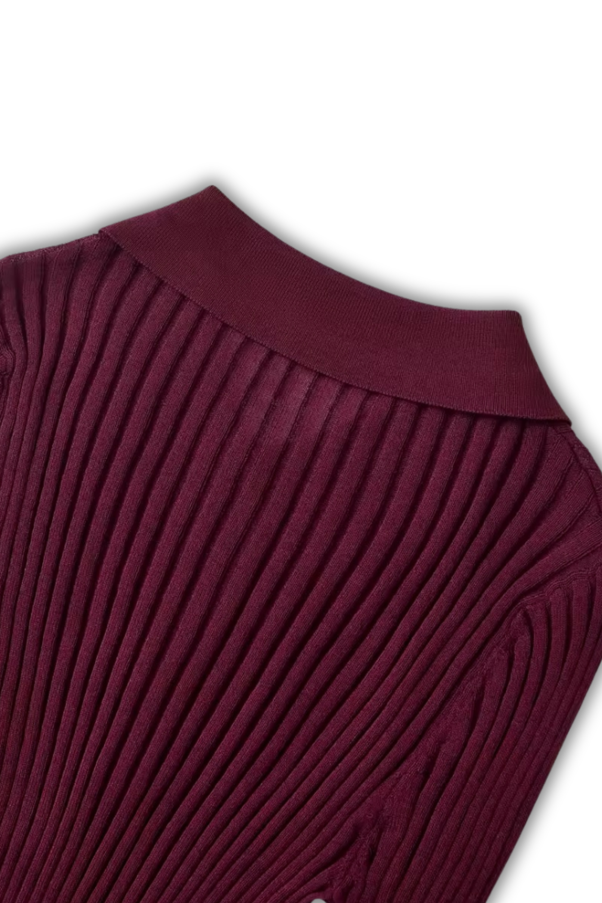 JANINE - gerippter Strickpullover mit Polo-Kragen