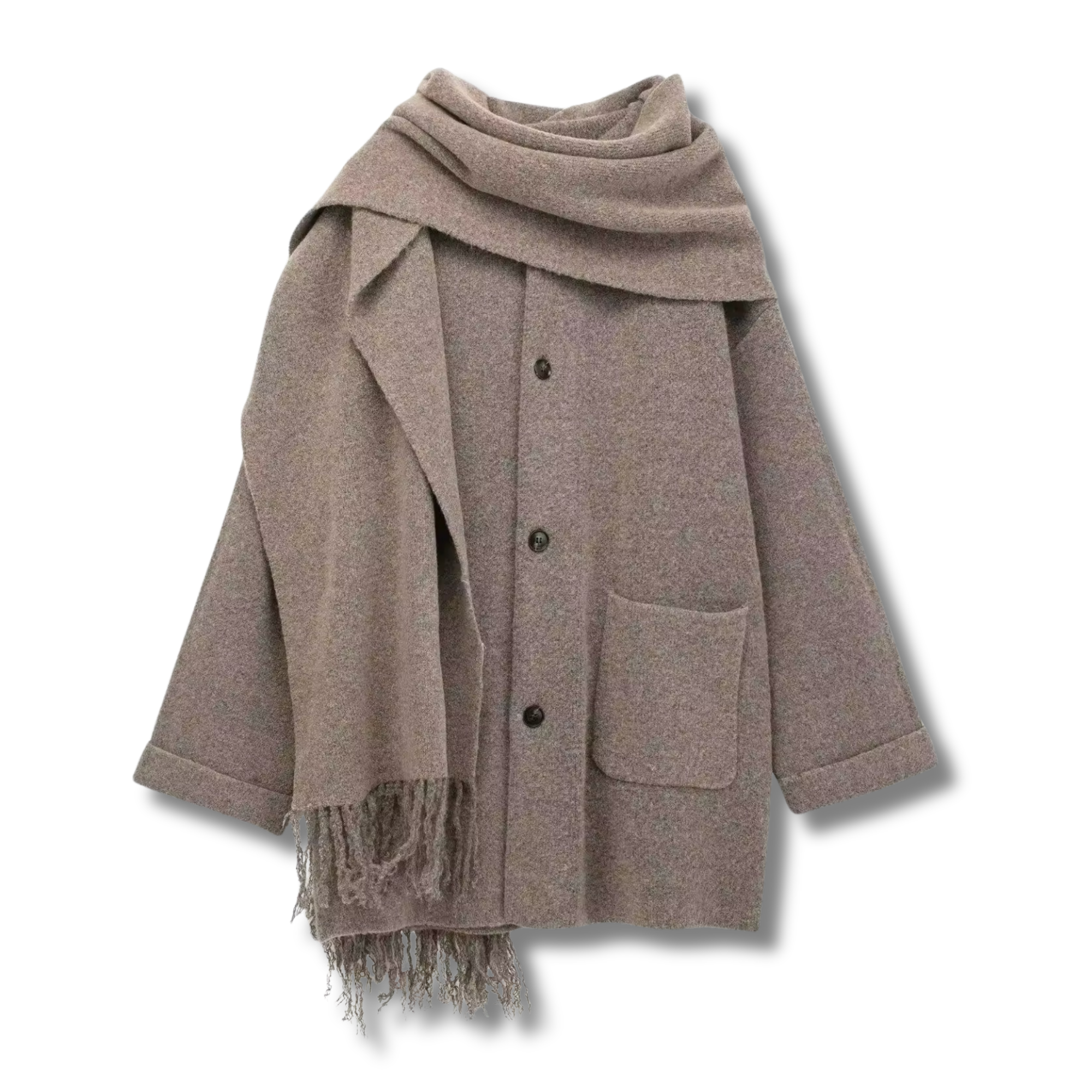 LOU - 2in1 oversized cardigan with scarf