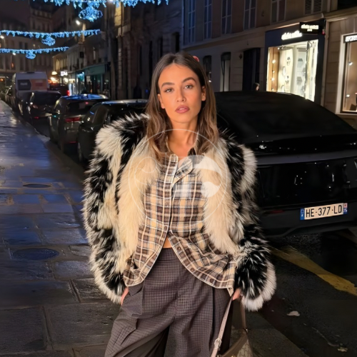 AMELIA - Statement-Kunstfelljacke im Animal-Look