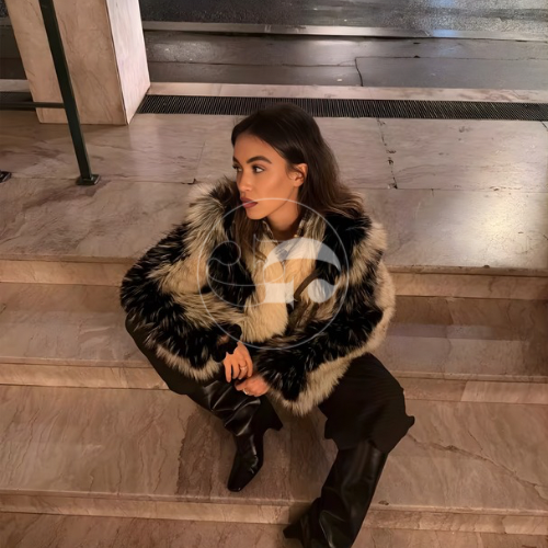 AMELIA - Statement-Kunstfelljacke im Animal-Look