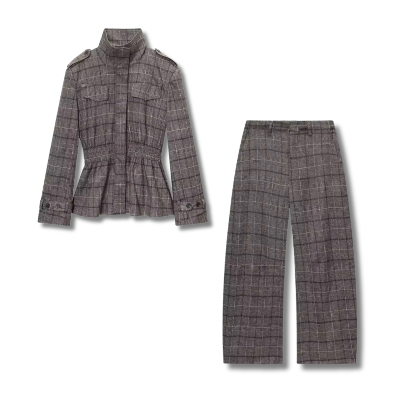 LIORA – Zweiteiler mit Glencheck-Muster in Vintage Military Optik