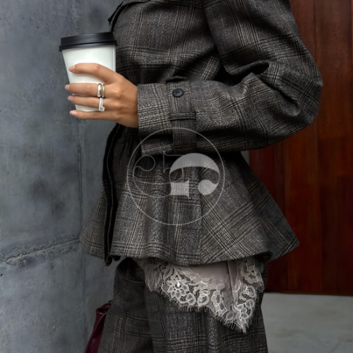 LIORA – Zweiteiler mit Glencheck-Muster in Vintage Military Optik