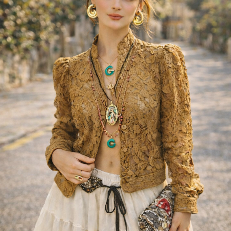 KAIA – Spitzenbluse im Couture-Look