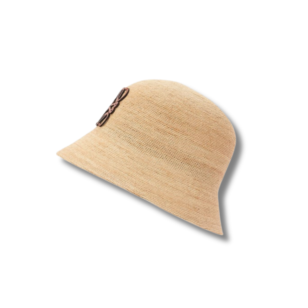 JACQUELINE - Sommer Strohhut mit Lederdetails