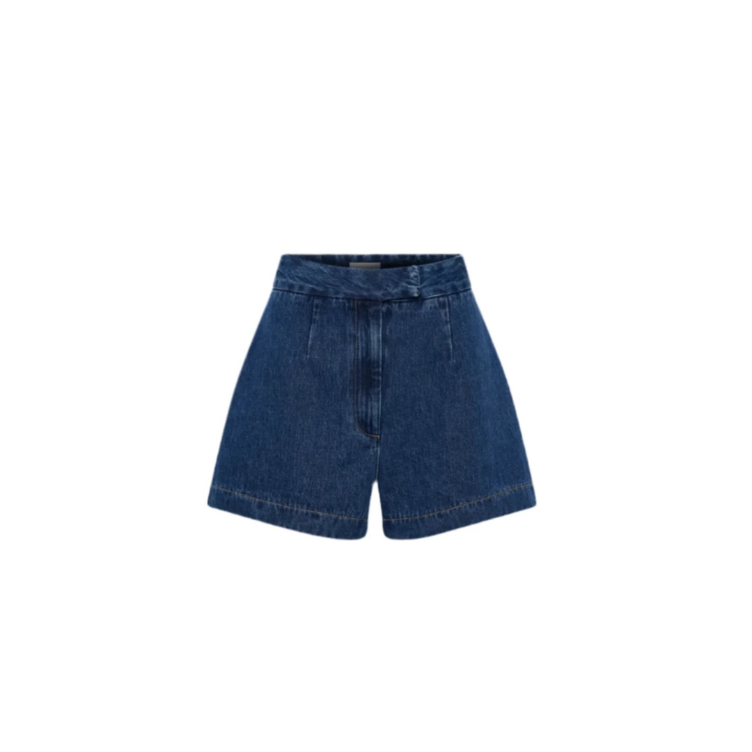 DENISE – Zweiteiliges Denim-Set mit taillierter Weste & High-Waist Shorts