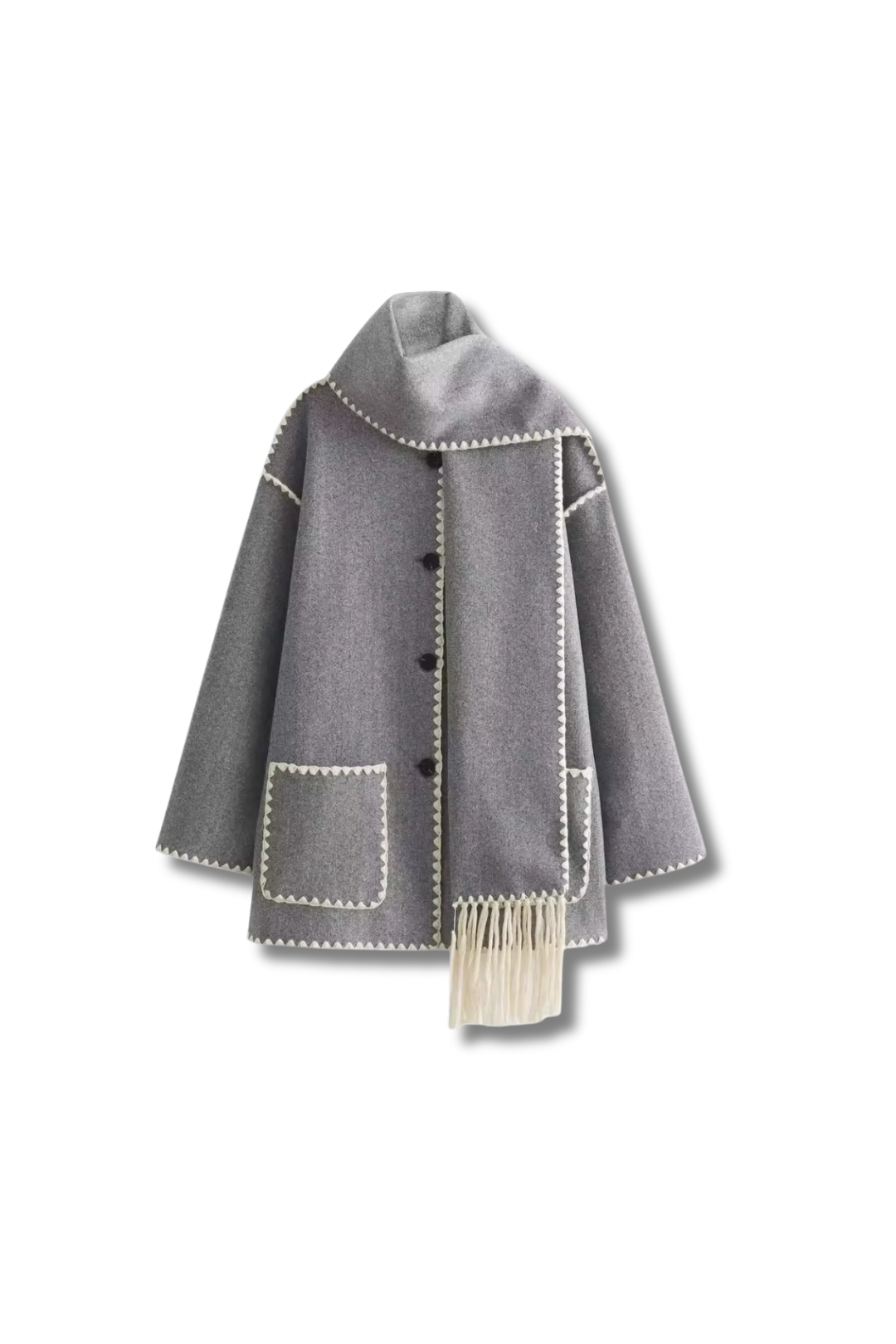 TOTEY - Kontrast Jacke mit Schal