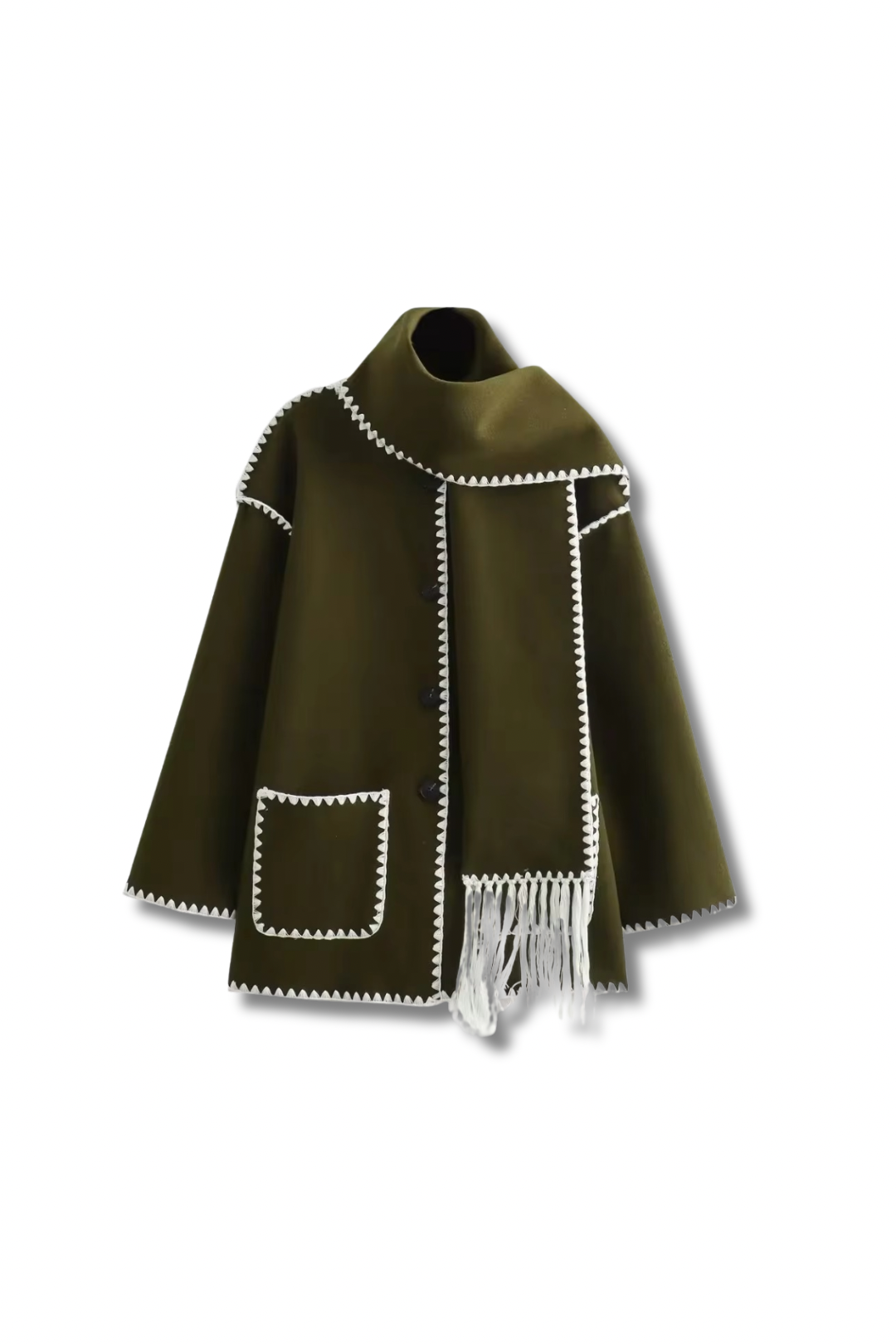 TOTEY - Kontrast Jacke mit Schal