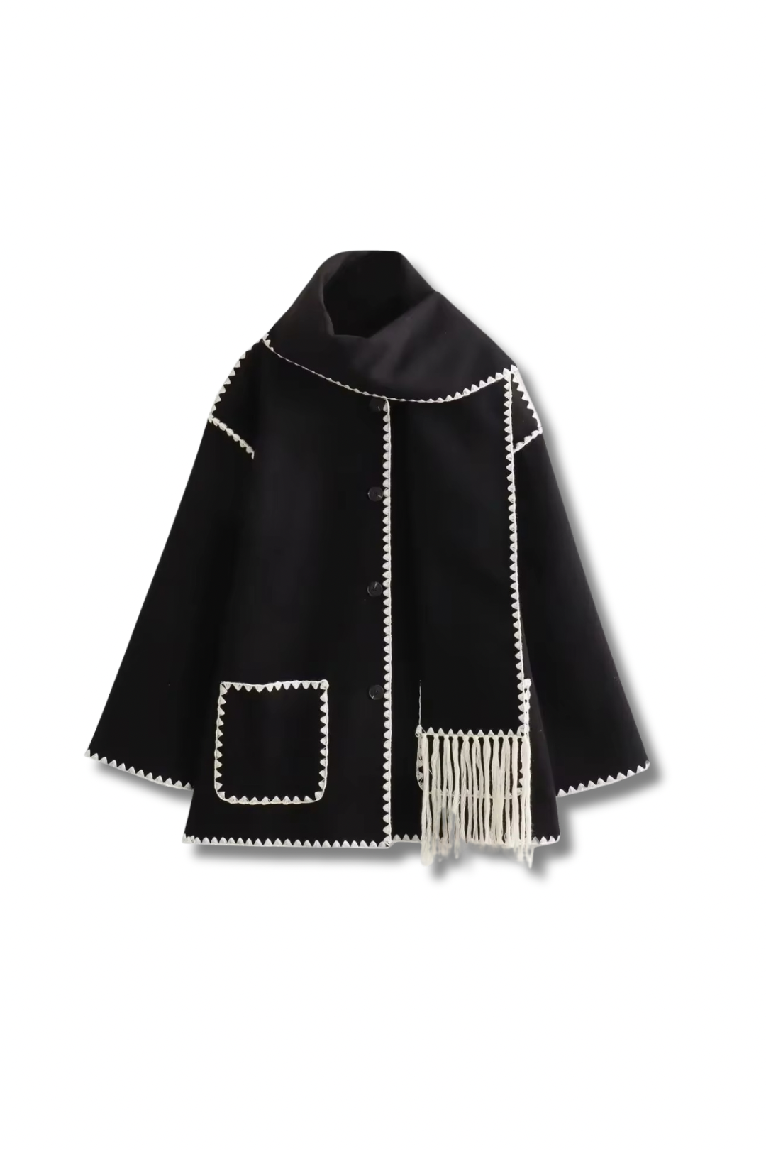 TOTEY - Kontrast Jacke mit Schal