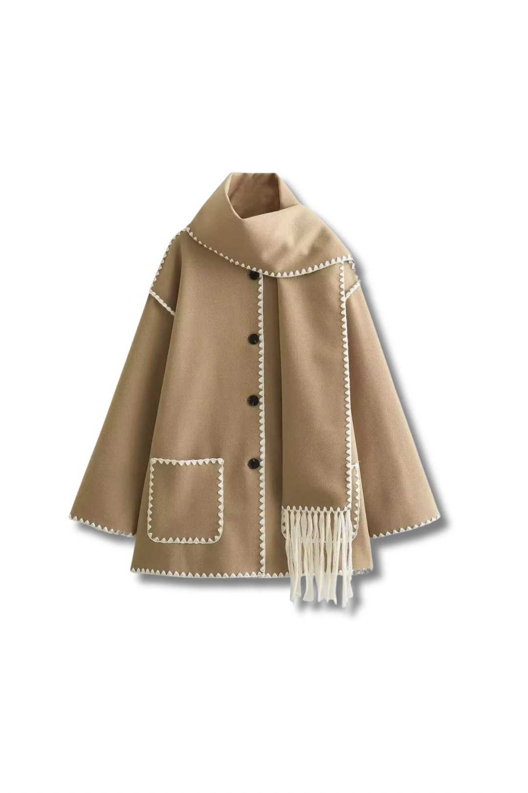 TOTEY - Kontrast Jacke mit Schal