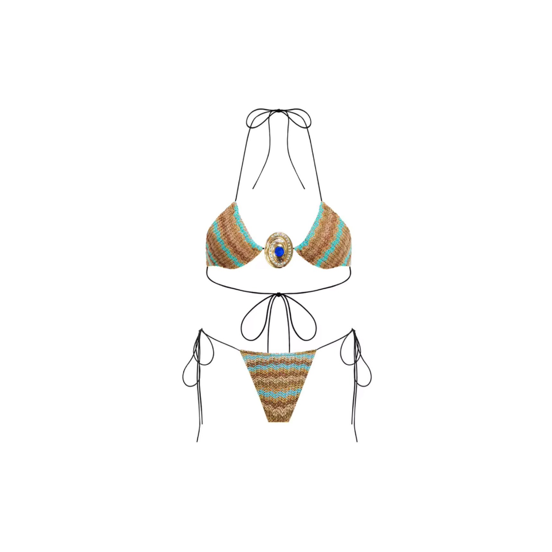 RUELLE – Dreiteiliges Häkel-Bikini-Set mit Rock