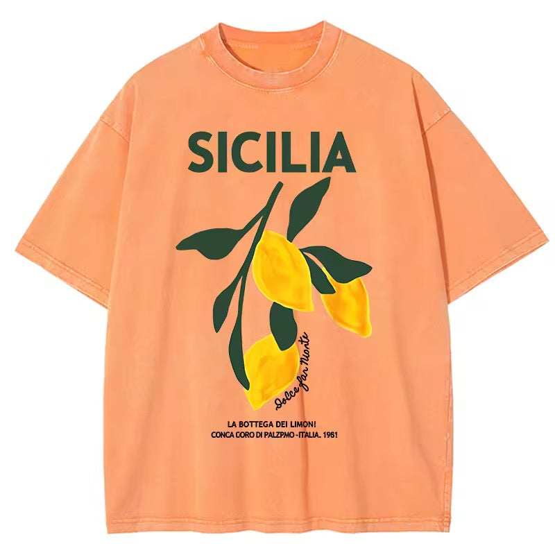 SICILIA – Oversize Baumwoll-T-Shirt mit Zitronen-Print