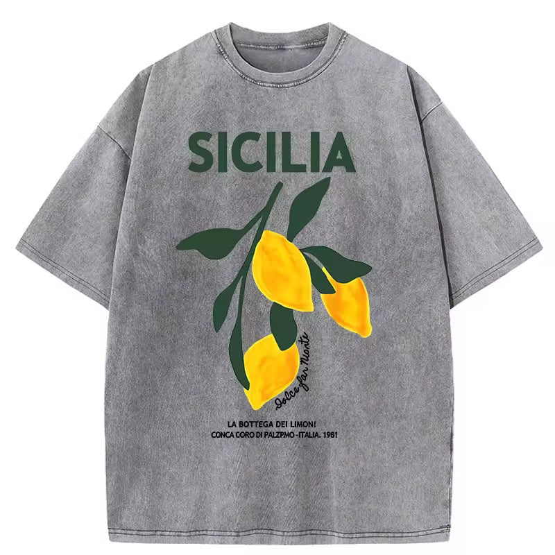SICILIA – Oversize Baumwoll-T-Shirt mit Zitronen-Print