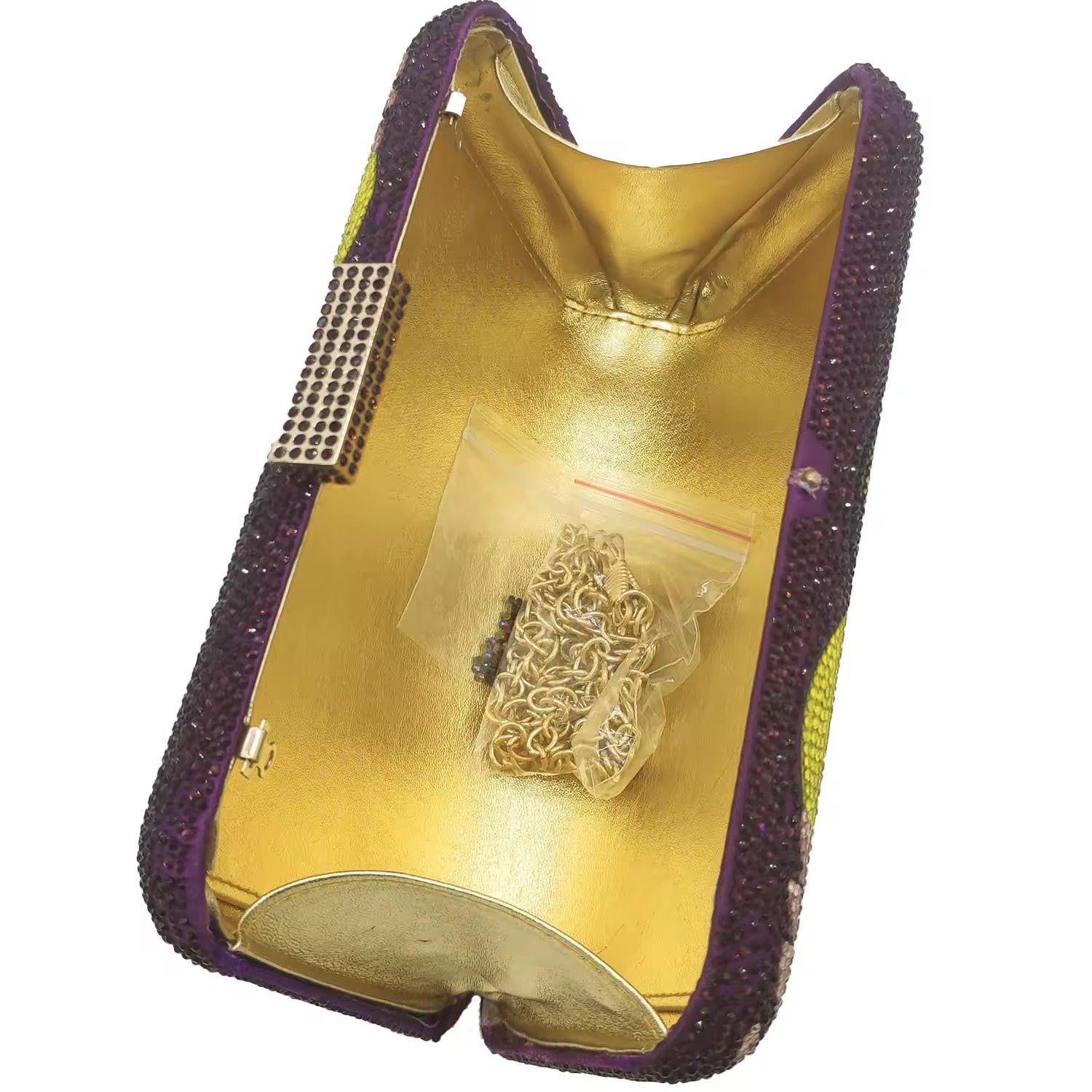 ŌMU – Strassbesetzte Clutch mit Toucan-Motiv