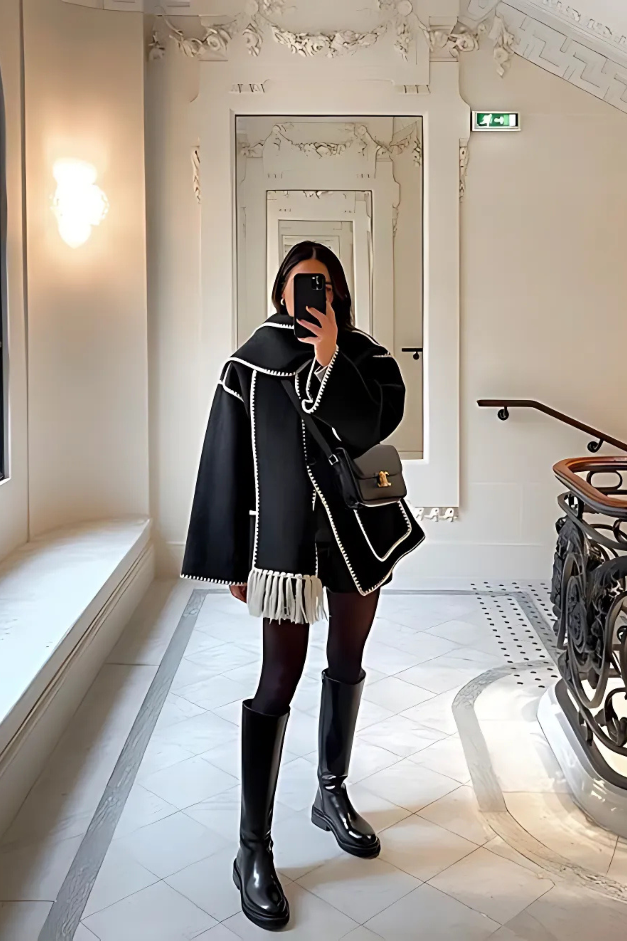 TOTEY - Kontrast Jacke mit Schal