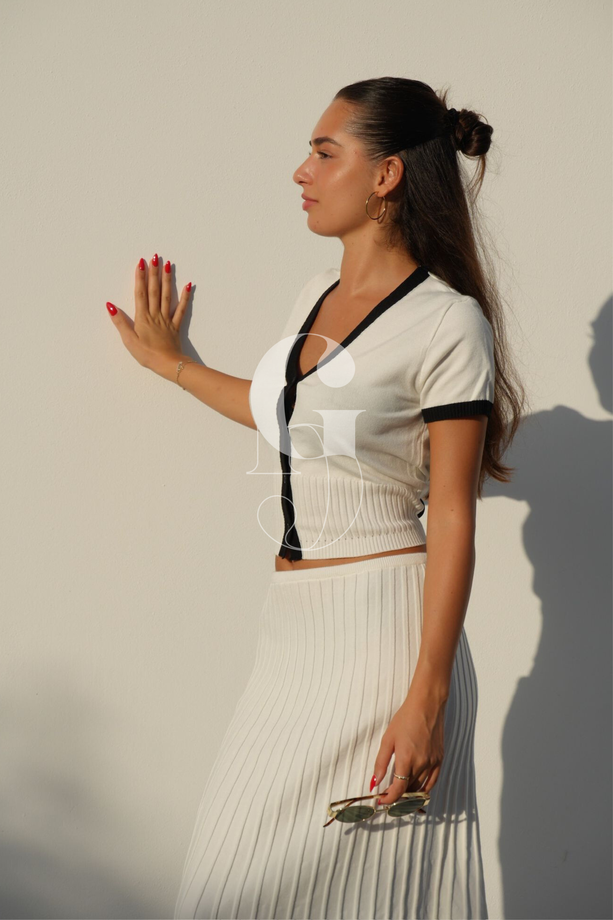 VIVIAN - Kombi-Set Plisseerock & kurzärmliges Crop Top